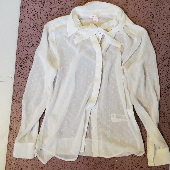 Never Worn Sheer White Joe Fresh Top with a Hint of Sparkle - Picture 1 of 2
